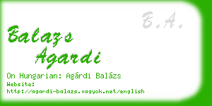 balazs agardi business card