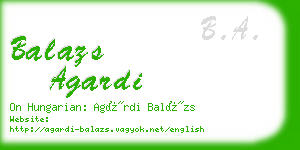balazs agardi business card